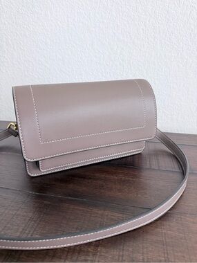 INGRID Crossbody/Shoulder Taupe Bag with Contrast Stitching